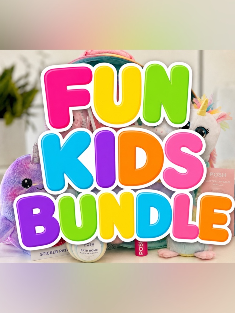 Fun Kids Bundle - Assorted Bright Plush & NWT backpack.